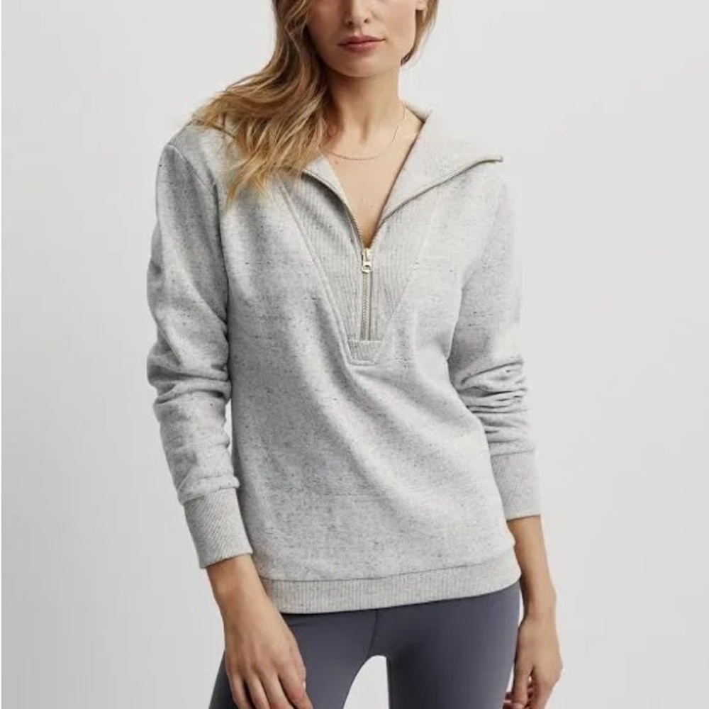 NWOT Varley Light Gray Quarter-Zip Sweatshirt
